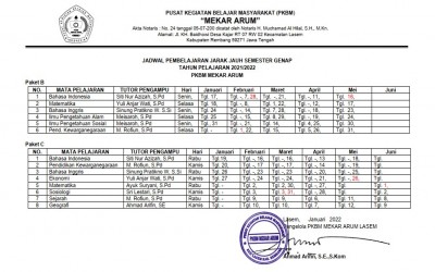 JADWAL PEMBELAJARAN
